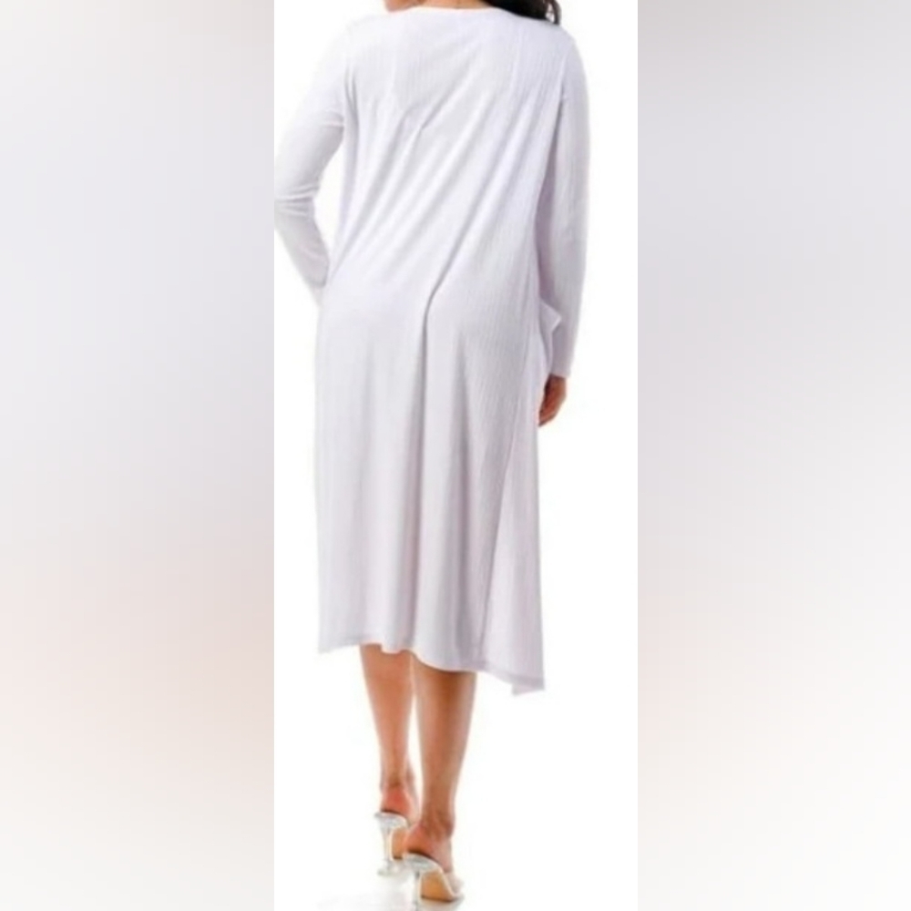 Ellie & kate White Romper Round Neck Sleeveless Ribbed & Long Cardigan W/Pockets - Picture 6 of 8